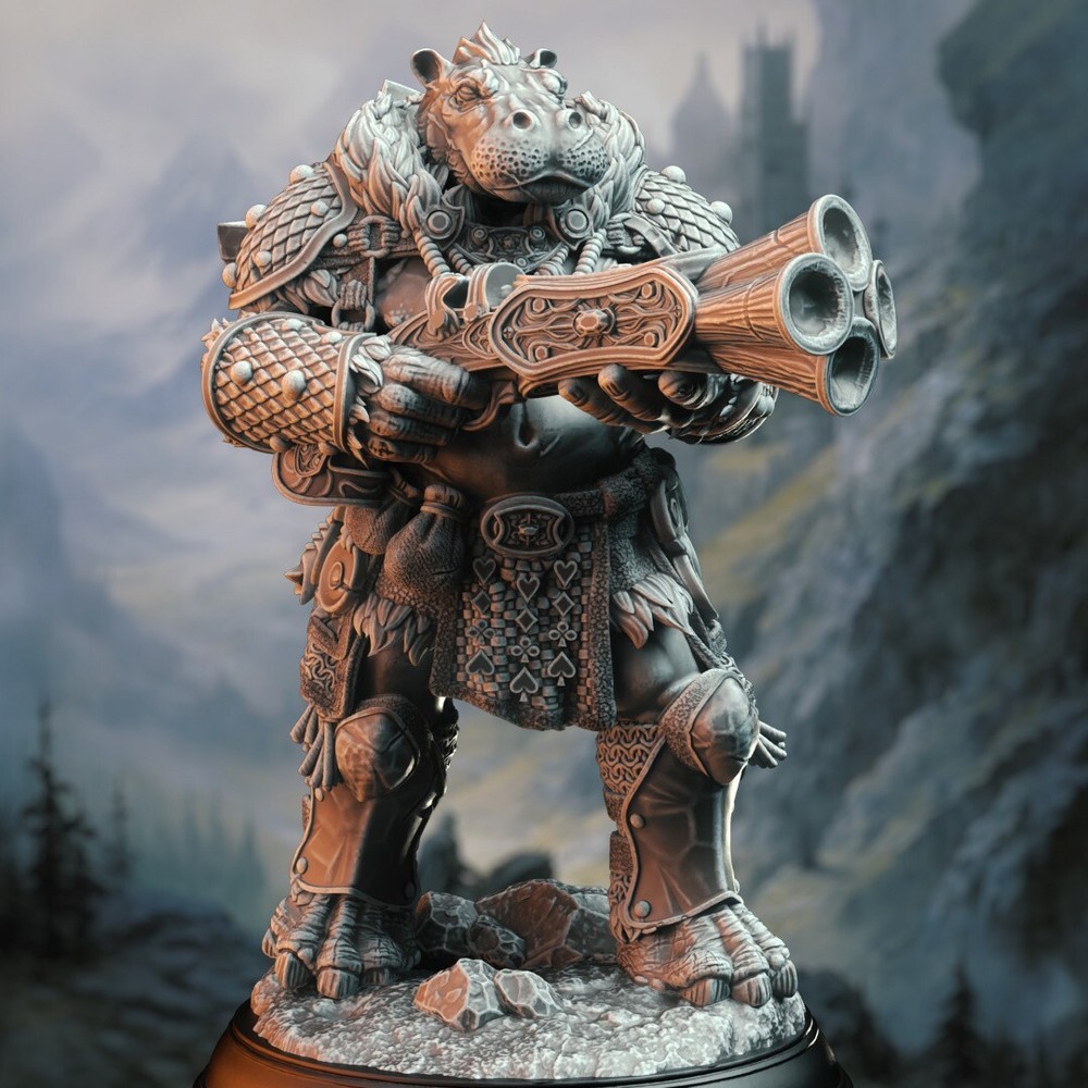 Olamize Giff Dragon Hunter Ranger Miniature | D&D DnD |
