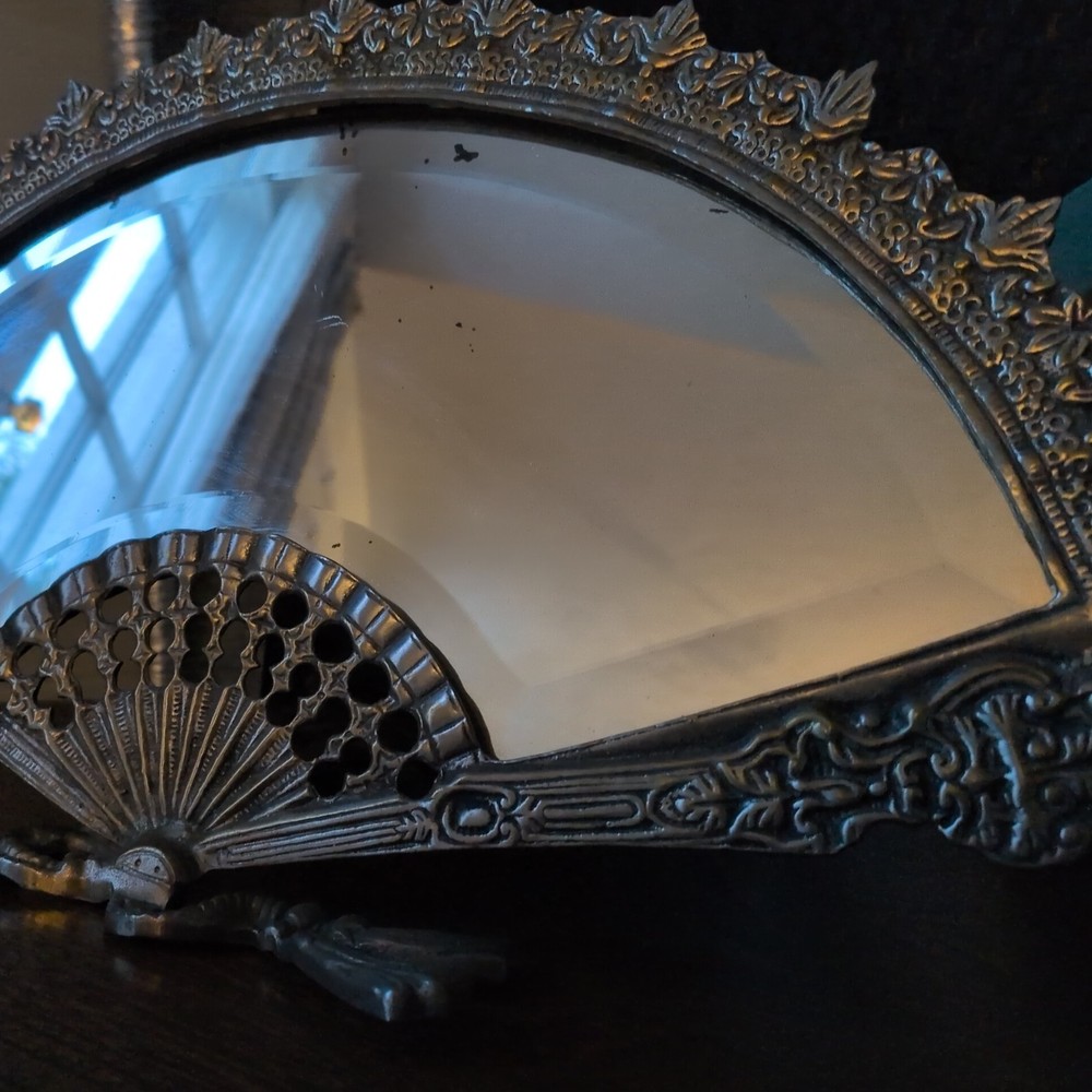Vintage Brass Fan Mirror