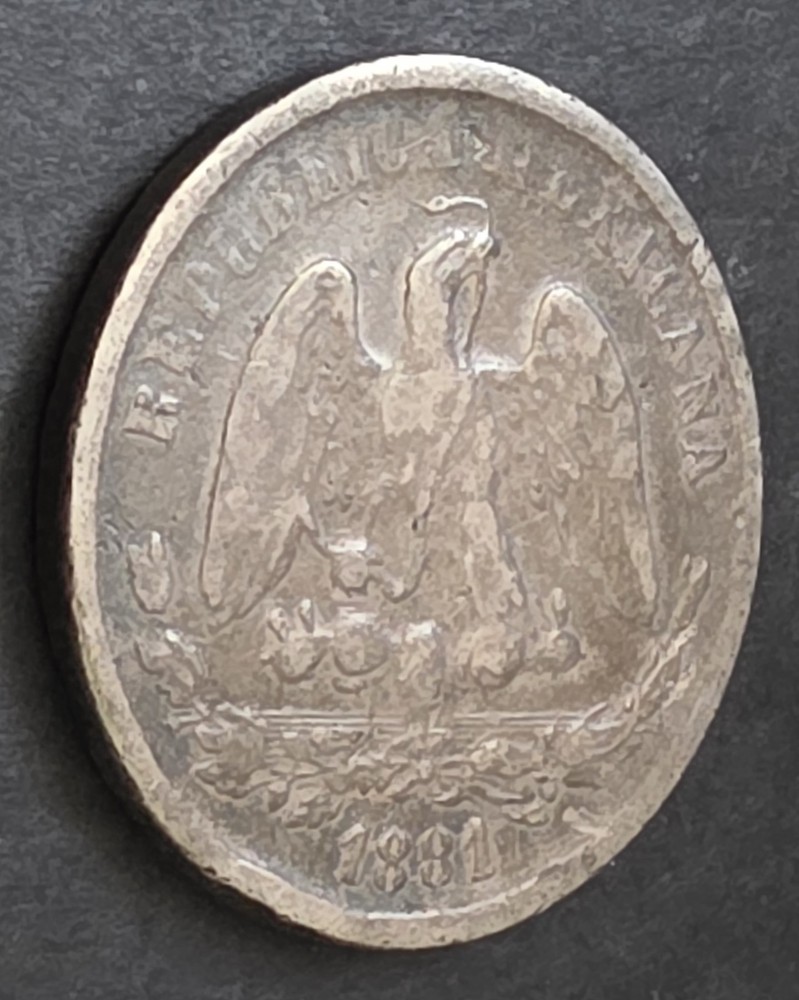 •1881•MEXICO•50 CENTAVOS •SILVER COIN•