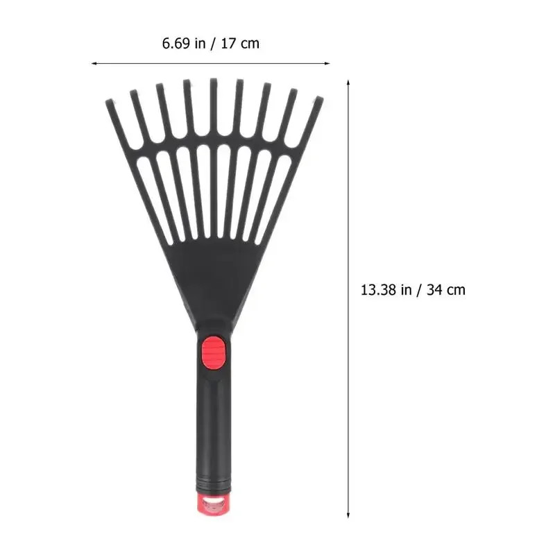 Small Leaf Rake Gardening Tool Plastic Hand Rake with Handle for Lawn Care