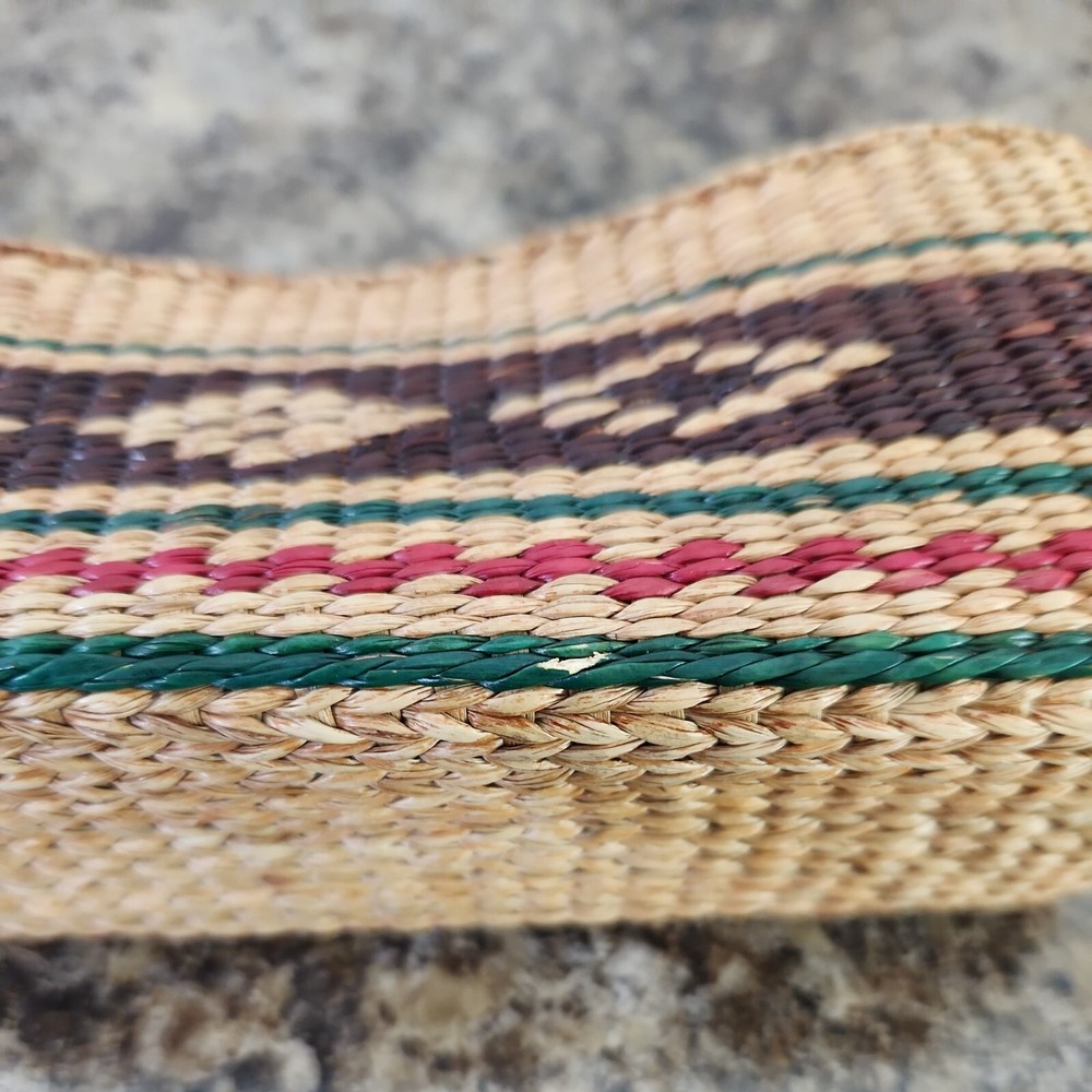 Vintage Sewing Storage Basket Woven Rectangle Lid