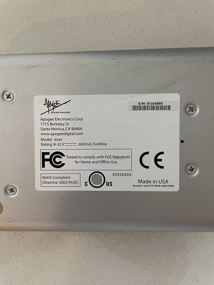 Apogee Duet Two-Channel Firewire Audio Interface