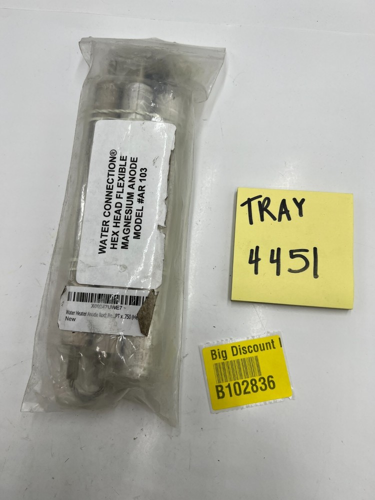 WATER CONNECTION, HEX HEAD FLEXIBLE MAGNESIUM ANODE MODEL #AR 103