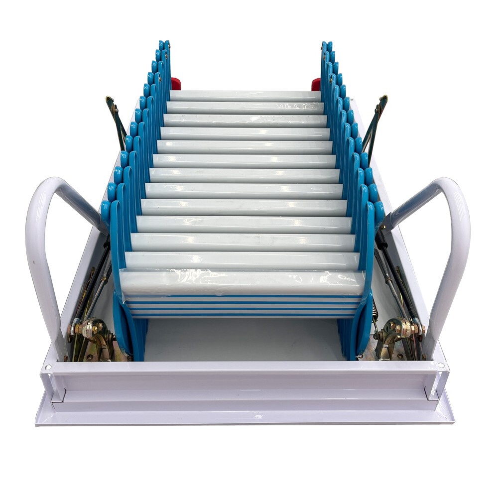 13 Steps Blue Attic Pull Down Ceiling Ladder Stairs 10.5ft Loft Ladder Folding