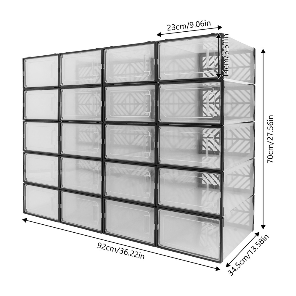 Rectangle Stackable Shoe Boxes, 20 Pieces Shoe Organisers, Shoe Storage Box