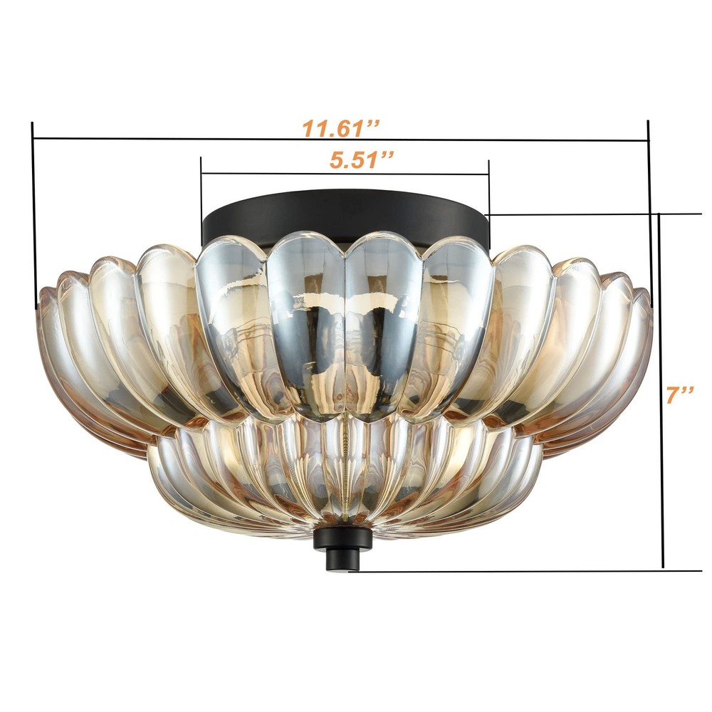 HYDELITE Modern Black Flush Mount Ceiling Light 3-Light Close to Ceiling Ligh...
