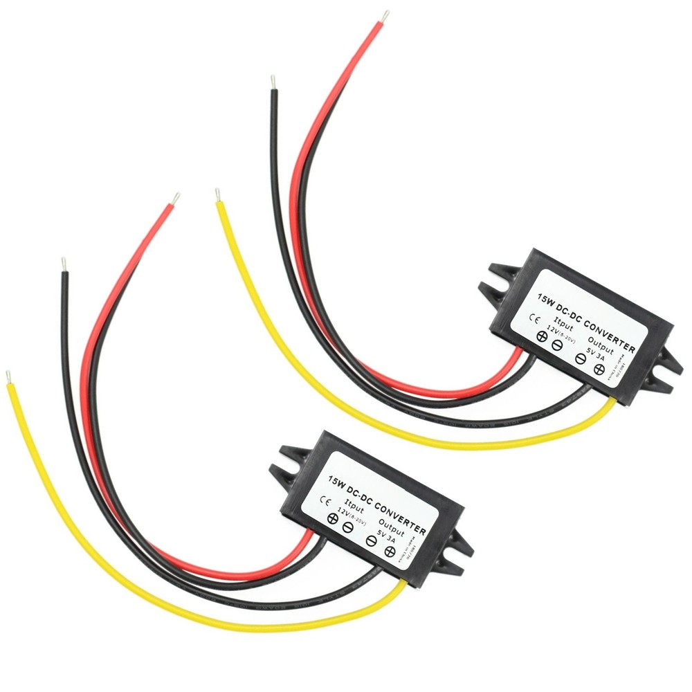 Accessory 2pcs Waterproof 12V to 5V Step Down Converter 3A 89% Efficiency Module