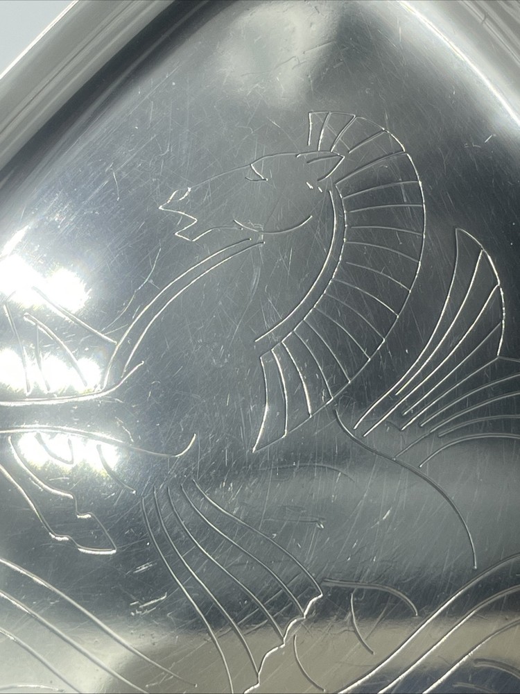 Geoffrey Guy Bellamy Silver Hippocampus Pattern Triangular Dish London 1957