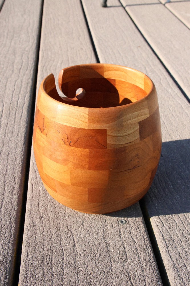 Cherry Wood, Hand Crafted, Knitters Bowl