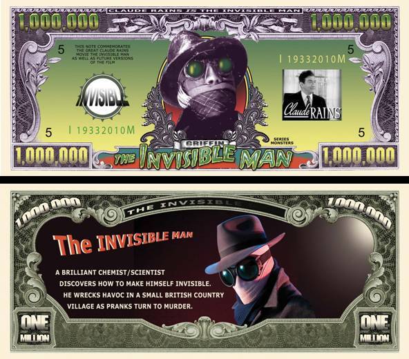 OUR INVISIBLE MAN DOLLAR BILL (2 Bills)