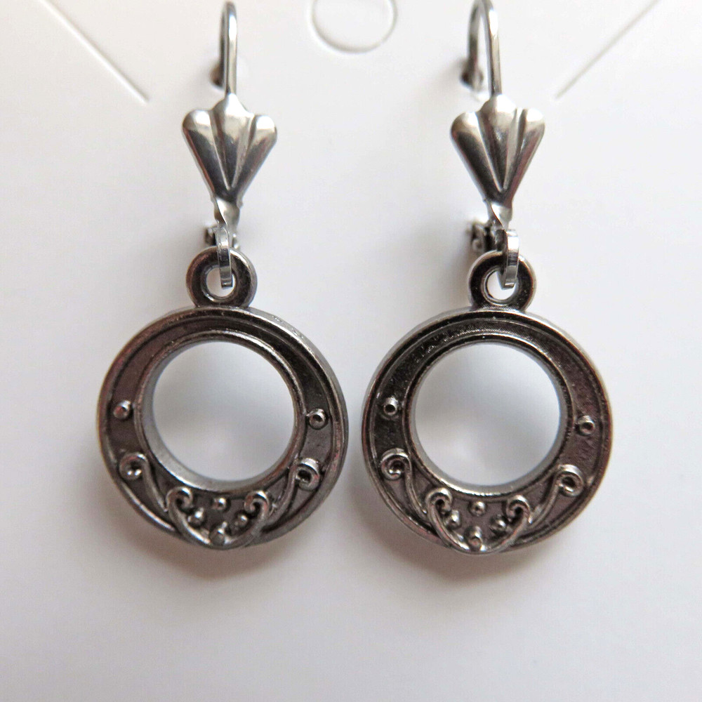 Silver tone Earrings - Petite, Round Drop Earrings