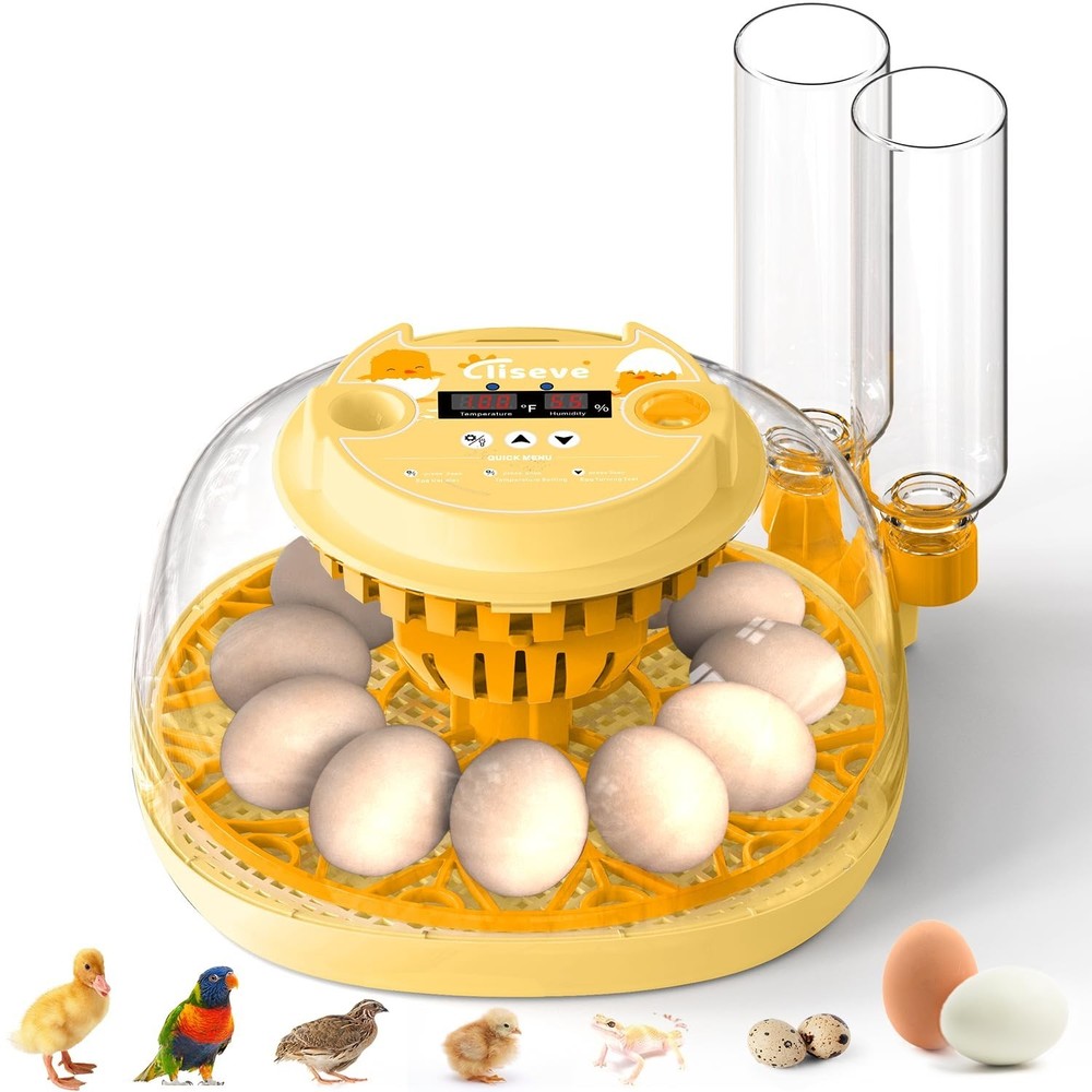 Egg Incubator for Hatching Chicks, Automatic Egg Turner Holds 12 Eggs, Smart ...