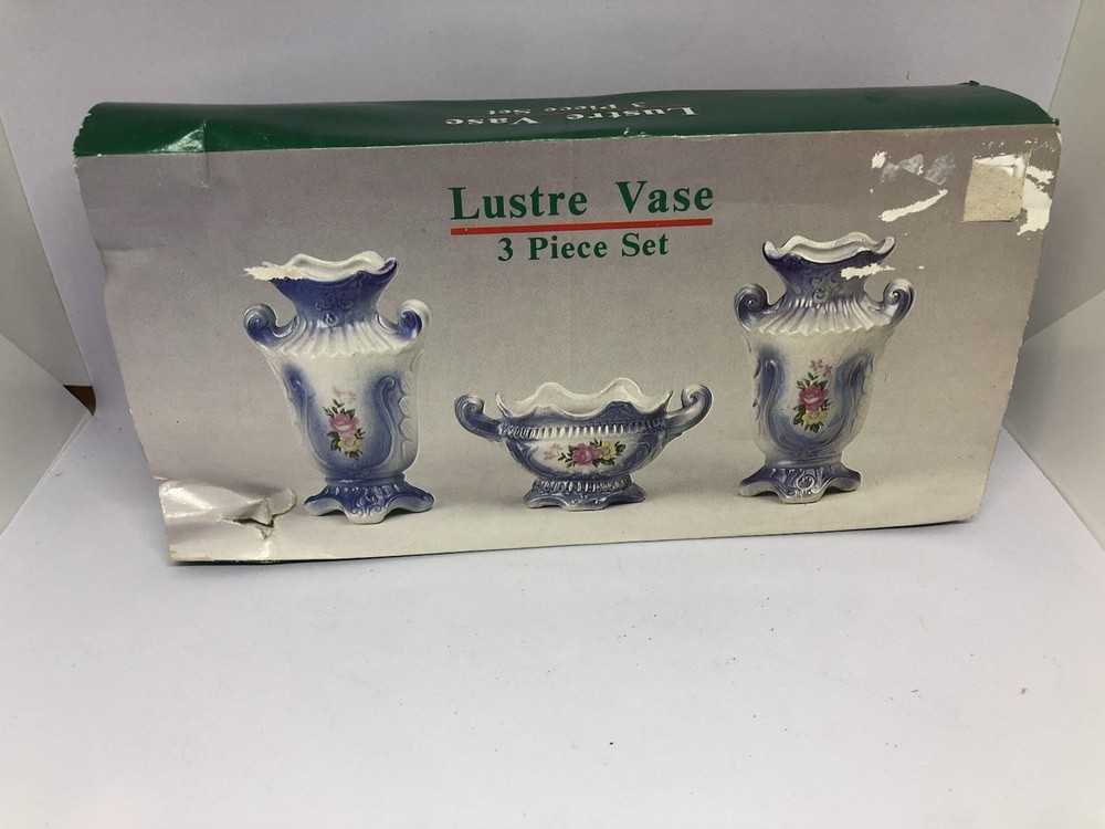 NWB LUSTREWARE vintage 3 Piece Vase Set