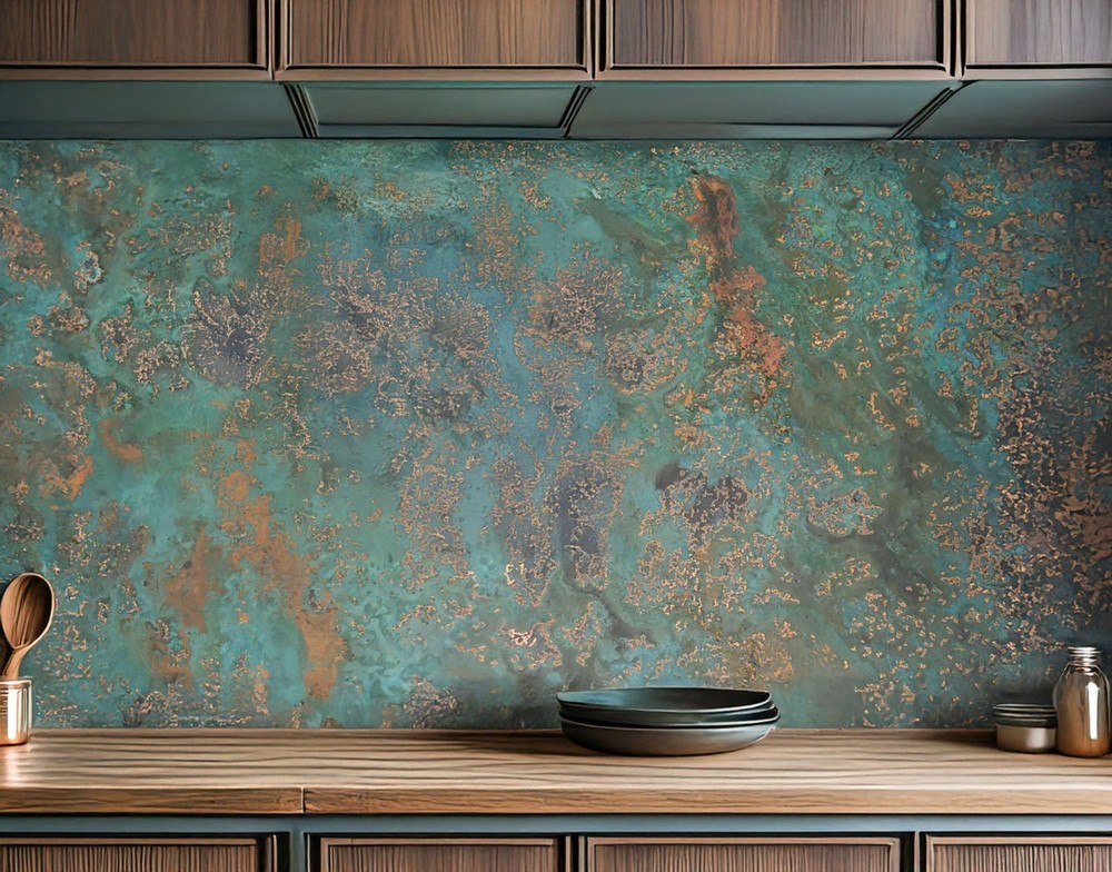 Real Copper Backsplash Panel – Handmade Metal Wall Art Kitchen Decor