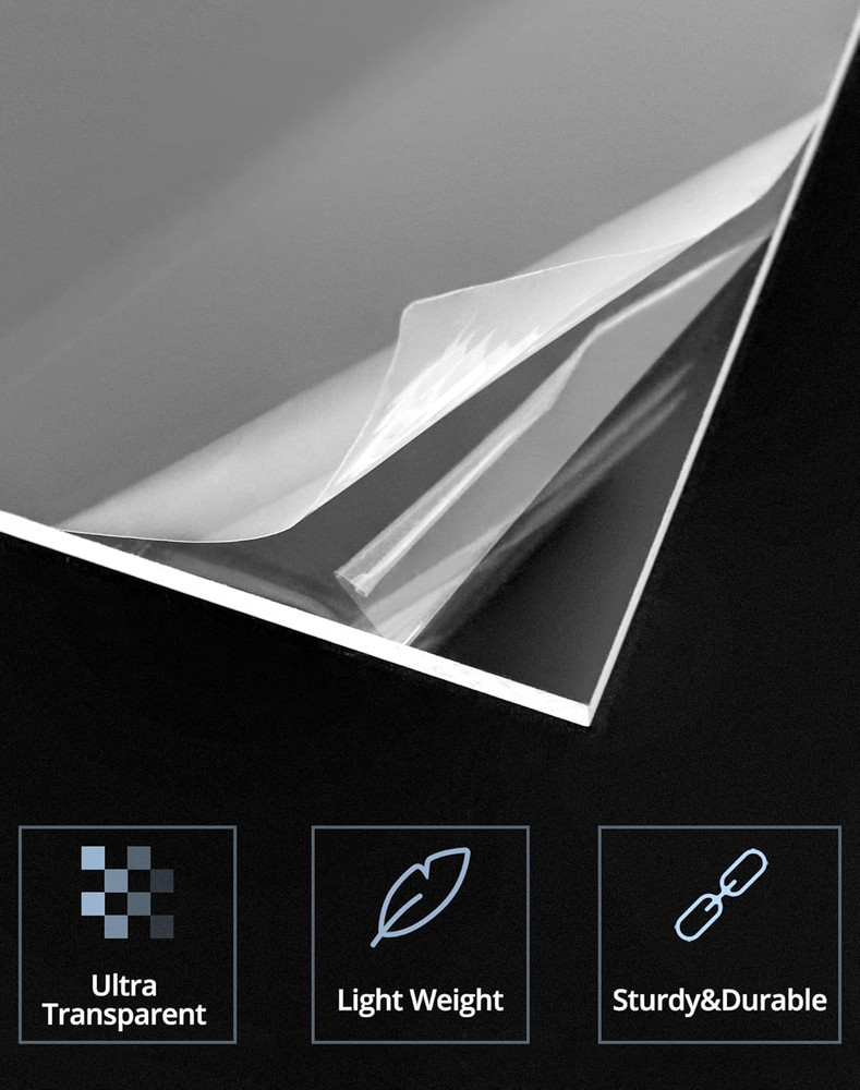 2PCS Clear Acrylic Sheets 24x48 Inch, 3/16” Thick, Cuttable UV Resistant Panel