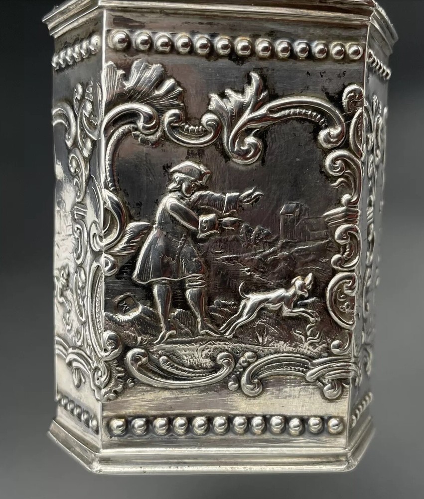 Dutch 2nd Standard 833 Sterling Silver Tea Caddy Unusual Triangular Form