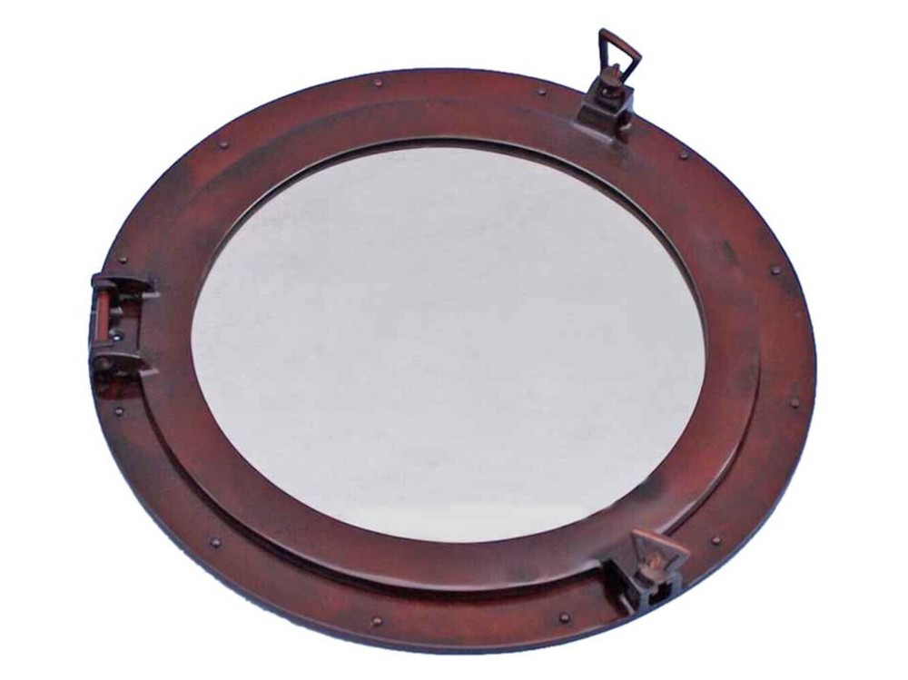 Antique Copper Decorative Ship Porthole Mirror 24"