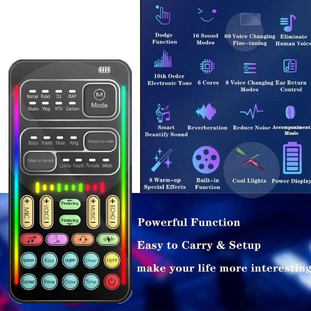 Voice Changer Portable Handheld Voice Modulator with 8 Voice Changes Sound Ca...