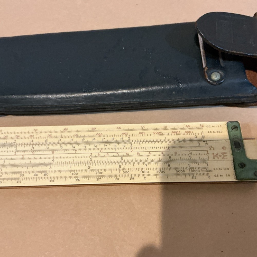 Vtg Keuffel & Esser K&E 4081-3 Log Log Duplex Decitrig Slide Ruler & Case 1947