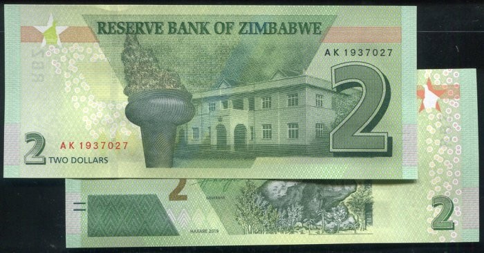 ZIMBABWE P101 , 2-Dollar , 2019,  UNC