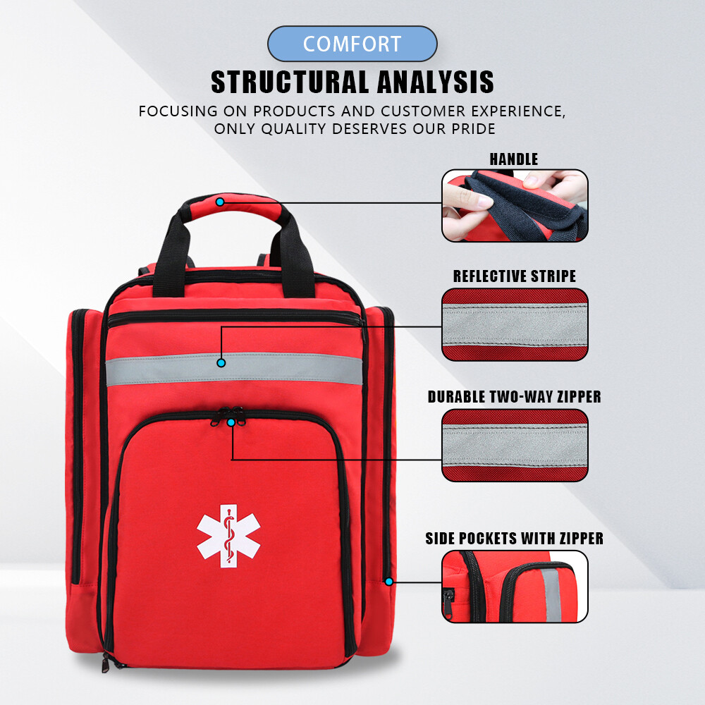 First Aid Backpack Emergency Medicine Bag Empty First Responder Survival Trauma
