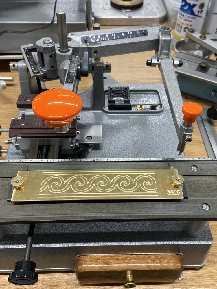WAVES MASTER TEMPLATE 1.5” X 7” SOLID BRASS ENGRAVING PLATE FOR NEW HERMES FONT