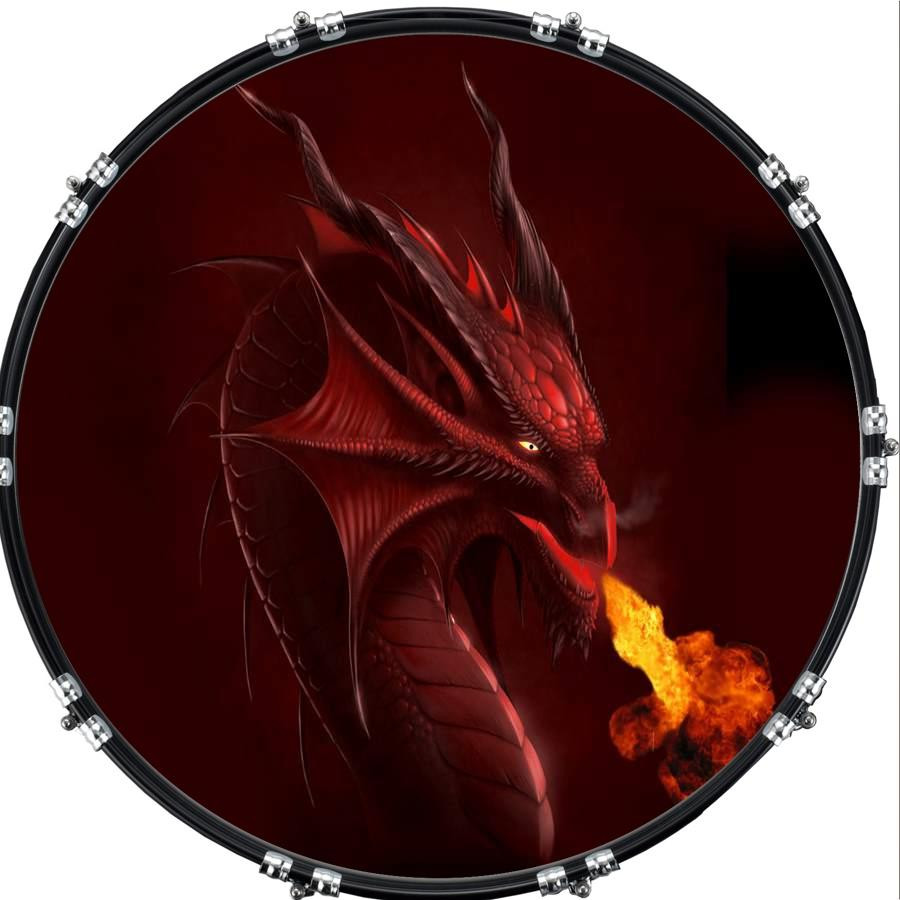 20" Custom Bass Kick Drum Front Head Graphical Dragon Breath