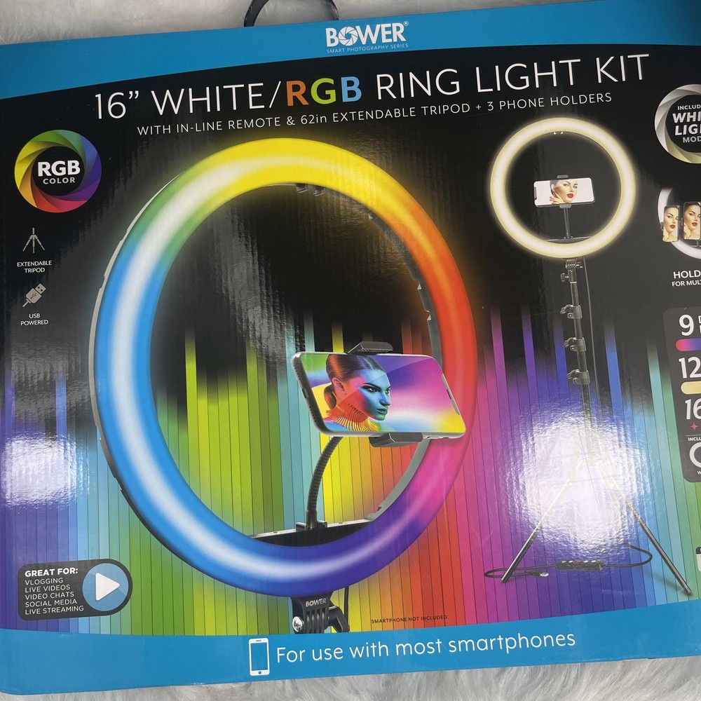 Bower 12-inch LED RGB Ring Light Studio Kit with Special Effects; Black