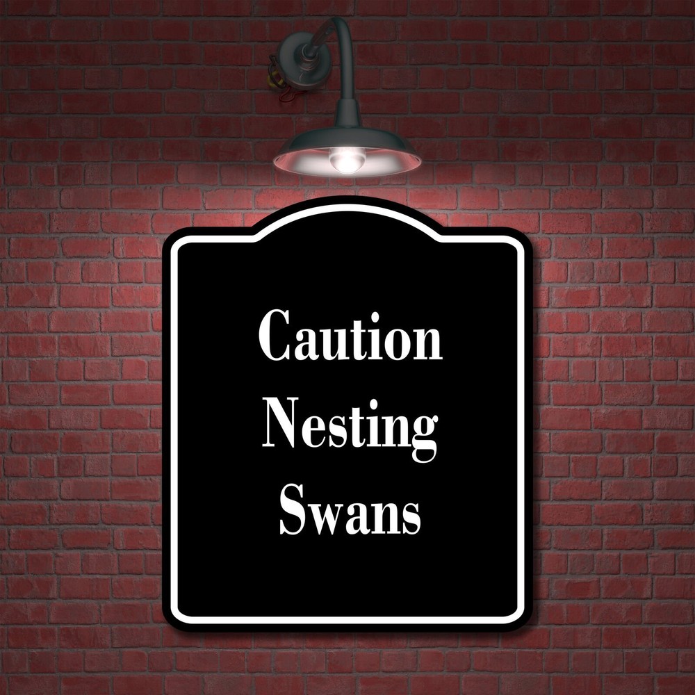 Caution - Nesting Swans BLACK Aluminum Composite Sign