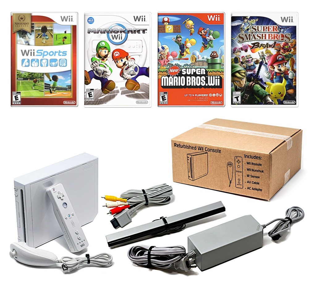 Authentic Wii Console System White + Pick Games, Controllers & Cords + US Seller