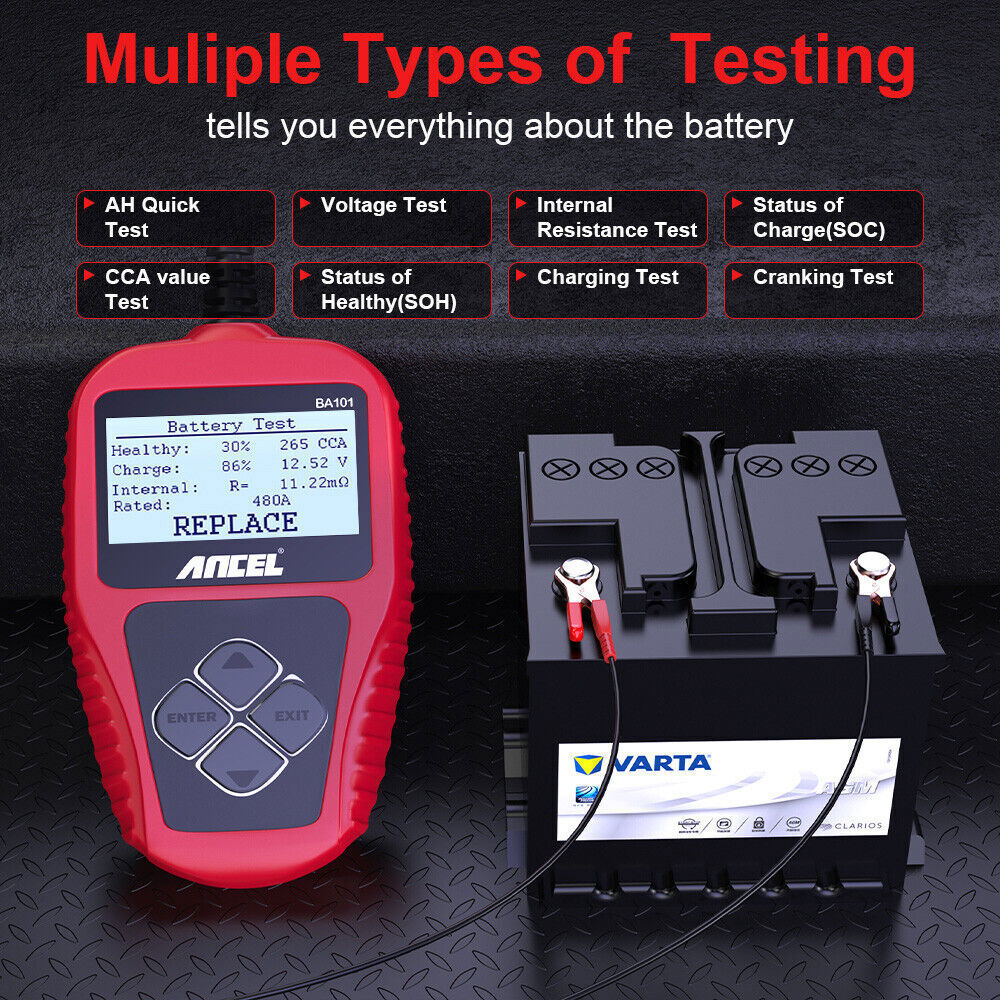 ANCEL BA101 12V Car Battery Load Tester 100~2000CCA Analyzer with Protective Bag