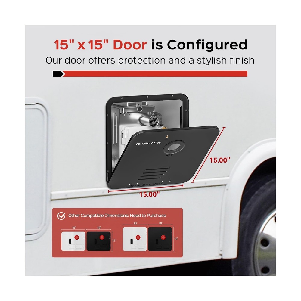 RV Tankless Water Heater, RVPart Pro GT60, with 15"x15" Black Door and Remote...