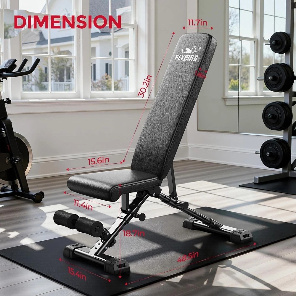 Versatile Folding Weight Bench with 30in Backrest - 144 Adjustable Positions