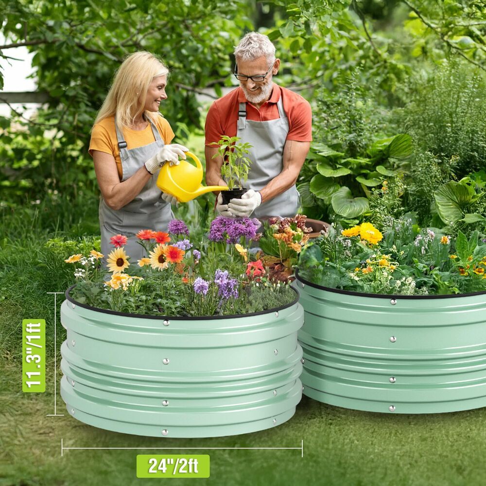 WORKPRO 3Pcs 2x2x1ft Galvanized Raised Garden Bed Set Rust &Corrosion Protection