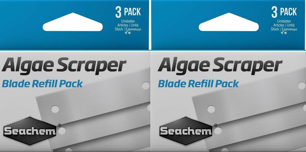 SEACHEM ALGAE SCRAPER REPLACEMENT BLADE REFILLS - 3 per PACK  for AQUARIUMS x2