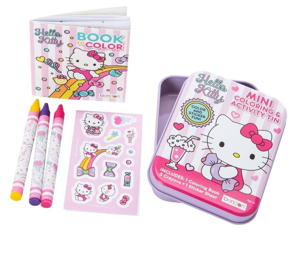 Hello Kitty -- Bendon Mini Coloring & Activity Tin -- NEW, SEALED