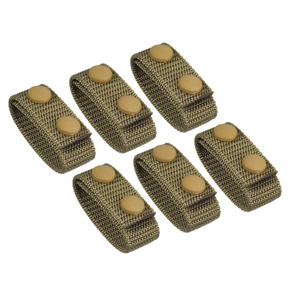 Belt Keeper, 6Pcs Nylon Webbing Loop with Double Snaps Belt, Khaki