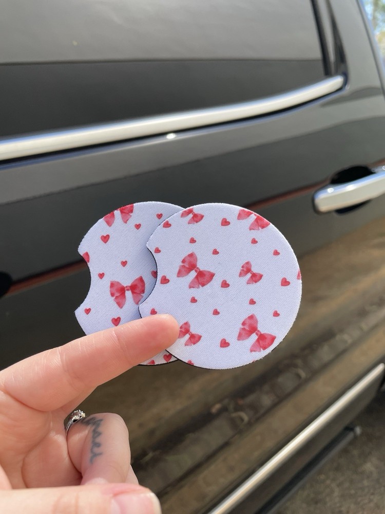 Car Coaster set Bows, Pink Bows