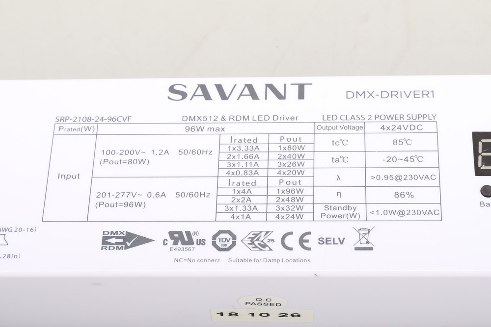 Savant DMX-DRIVER1 DMX Lighting Driver