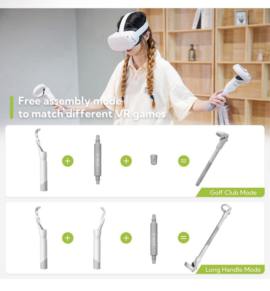 ZYBER Golf Club Attachment for Oculus Quest 2 Accessories, Controller Extender