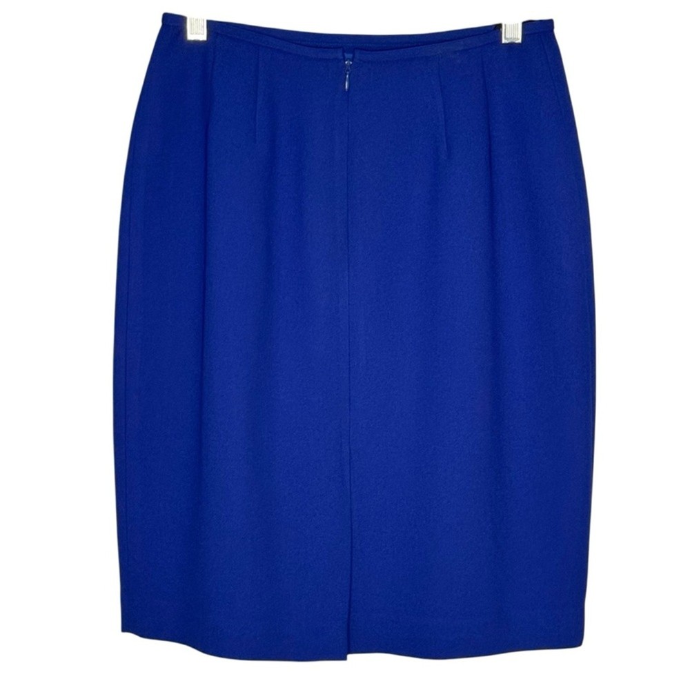 Kasper Size 4 Petite Blue Polyester/Acetate Lined (Polyester) Blazer/Skirt Set