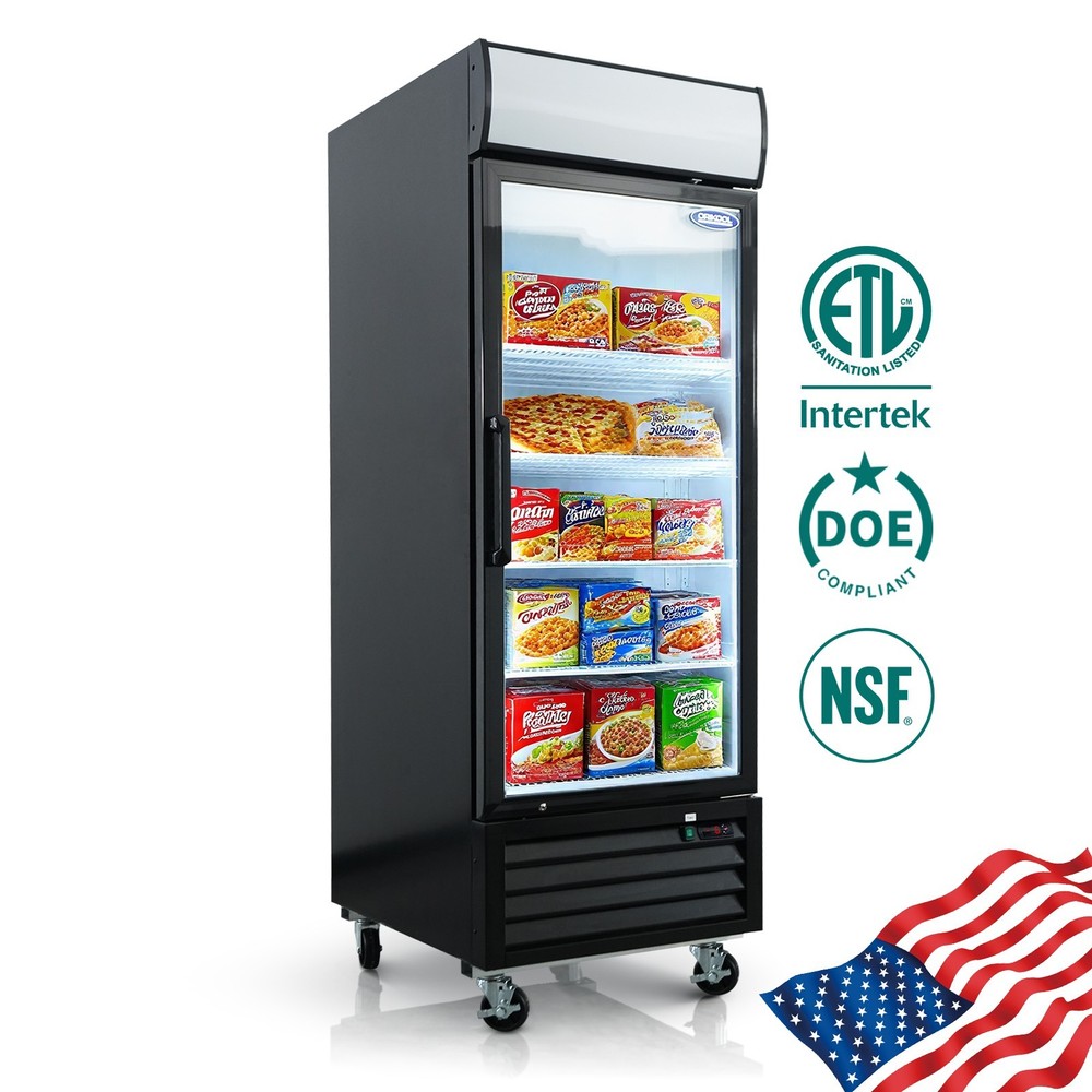 27" Commercial Display Freezer 20Cuft Capacity,LED Lighting,Energy Efficient
