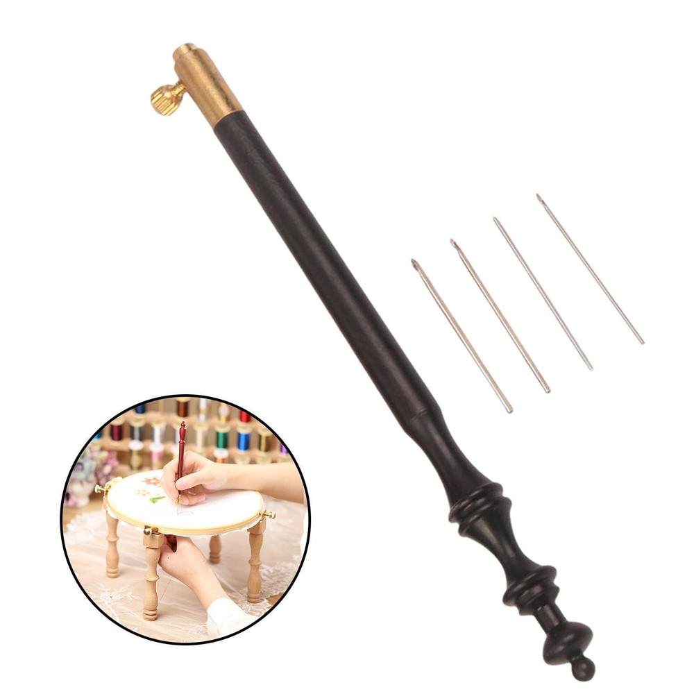 Hook with 4 Embroidery Beading Needle Tools