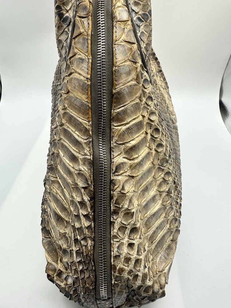 ADRIANA CASTRO PYTHON SNAKESKIN HOBO TOTE SHOULDER HANDBAG