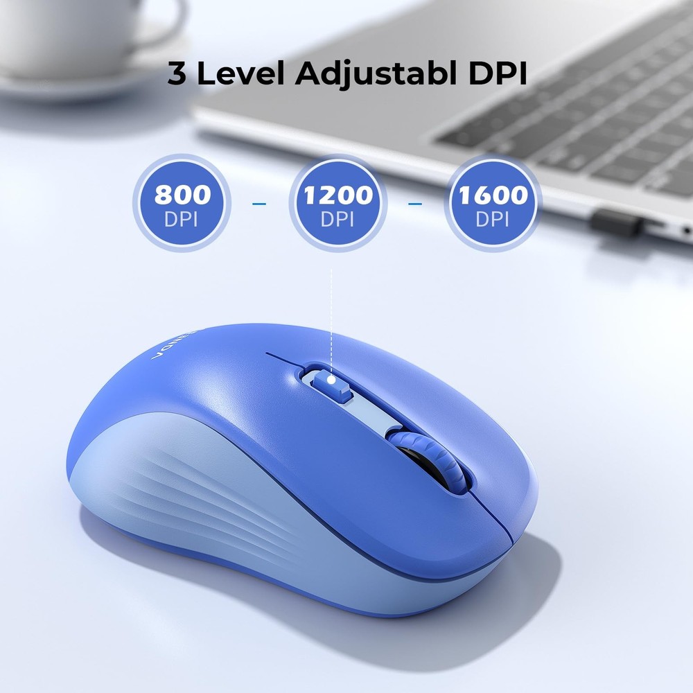 Bluetooth Wireless Mouse, Bluetooth & 2.4G USB Dual Mode, Quiet Clicks, Smoot...