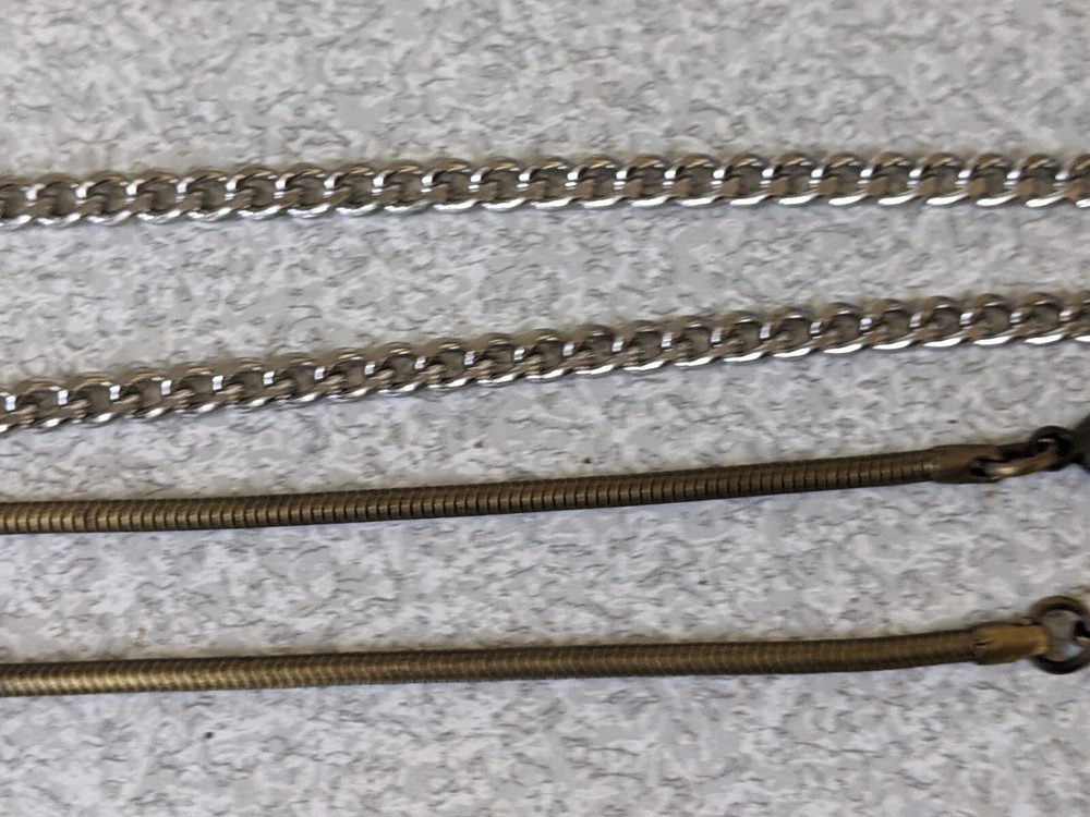 TWO MODERN POCKET WATCH CHAINS - 14 INCHES