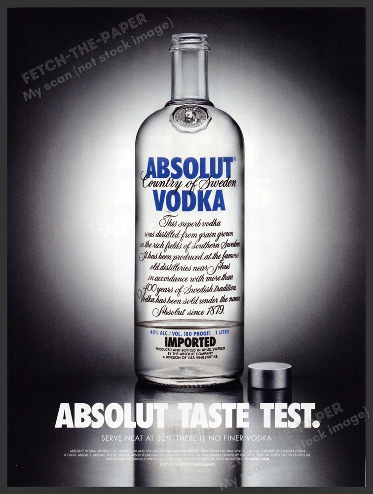 Absolut Taste Test 2000s Print Advertisement 2002