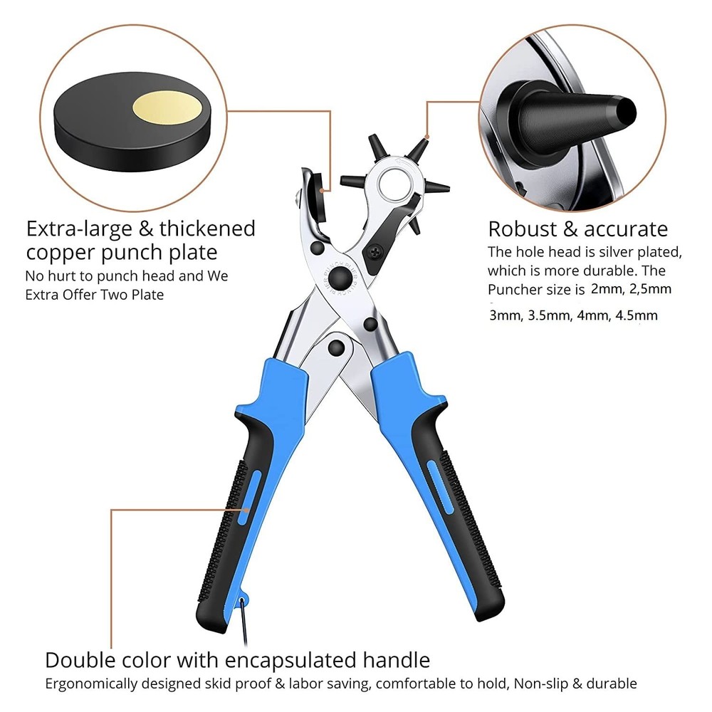 Kamtop Leather Hole Punch Set - 240 Pcs Double Cap Rivets with Silver