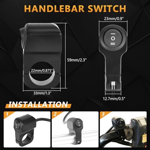 22mm 7/8in Aluminum Alloy Motorcycle Handlebar Headlight Switch Three