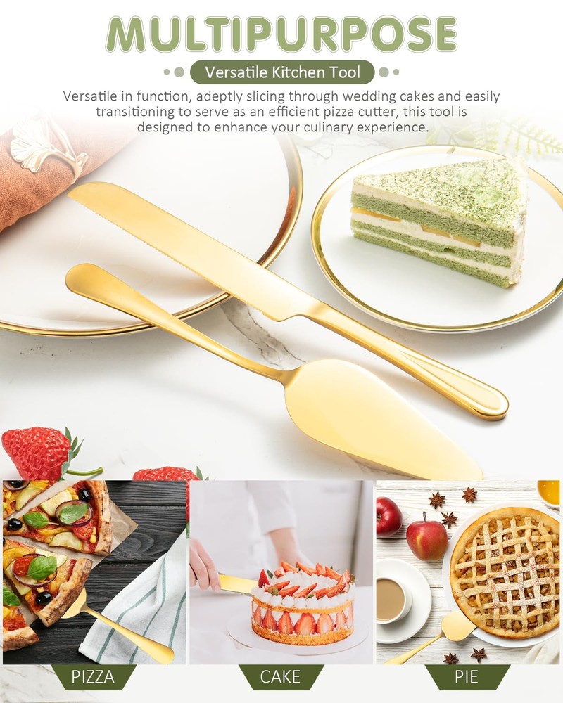 2-Piece Premium Cake Cutting Set, Exquisite and Server with Serrated Design, ...
